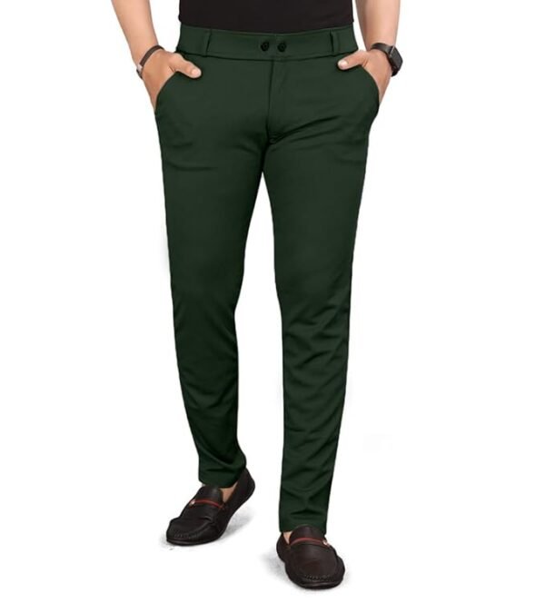 Green cotton pants for men
