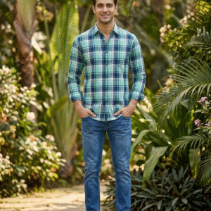 Green Checked Shirts Full Sleeve For Men