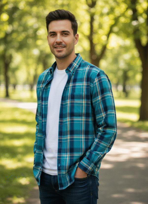 Blue Checked Shirts Full Sleeve For Men