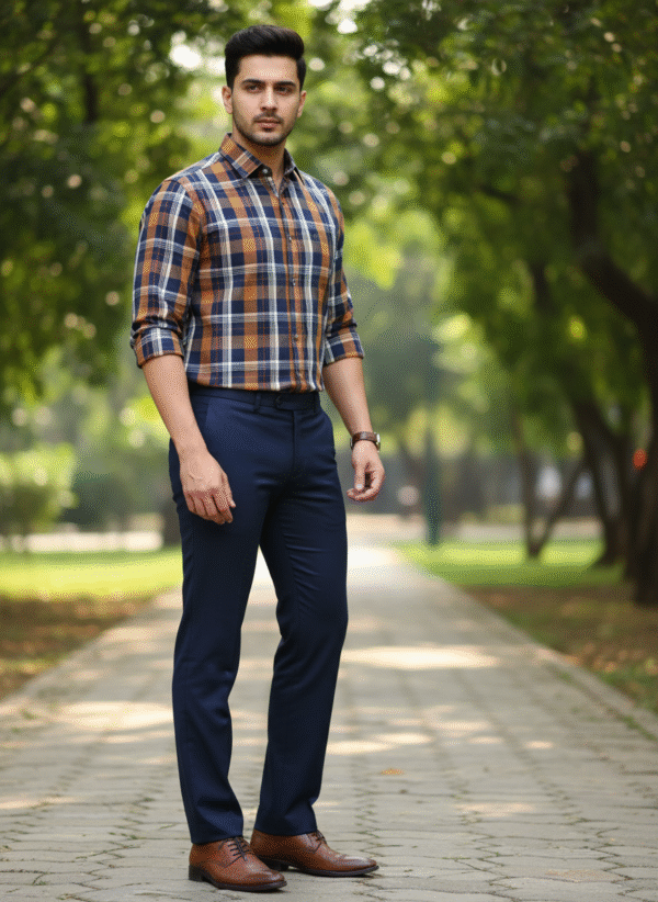 Brown Checked Shirts Full Sleeve For Men
